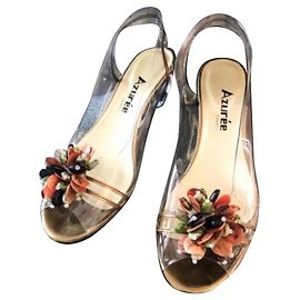 Autre Marque Azure Cannes Sandalen Gold Leder Golden