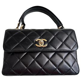 Chanel Trendy CC Medium Black Lambskin Leather Handbag Black