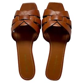 Saint Laurent-Tribute flat sandals Tan 37-37.5-Marron