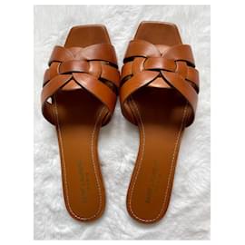 Saint Laurent-Tribute flat sandals Tan 37-37.5-Brown