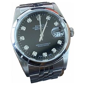 Rolex Uhr Stahl Grau 34mm Grau