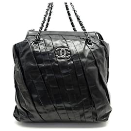 Chanel-NEW HAND BAG CHANEL CABAS SHOPPING XXL LOGO CC BLACK LEATHER NEW HAND BAG-Black
