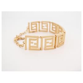 Fendi-NEW FENDI O'LOCK FENDACE BRACELET 8AH608 17-21 VERSACE GOLD METAL BANGLE-Golden