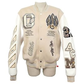 Off White NOVA JAQUETA OFF-WHITE VARSITY AC MILAN EDIÇÃO LIMITADA M 48 Jacket jacket Cru