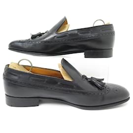 JM Weston-JM WESTON SHOES 181 PomPom loafers 8.5E 42.5 BLACK LEATHER SHOES-Black