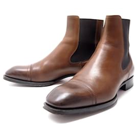 Hermès-HERMES BOOTS CHELSEA BOOTS 172386ZH BROWN LEATHER 40 41 BOOTS BOX-Brown