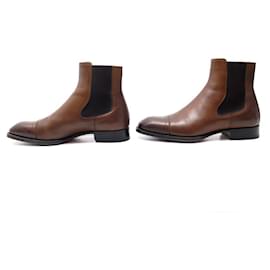 Hermès-HERMES BOOTS CHELSEA BOOTS 172386ZH BROWN LEATHER 40 41 BOOTS BOX-Brown