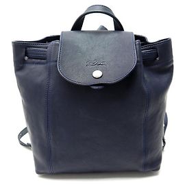 Longchamp NEW LE PLIAGE BACKPACK XS L1306737556 NAVY BLUE LEATHER BACKPACK BAG Navy blue