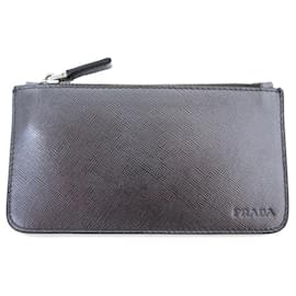 Prada-NEW PRADA ZIP KEYRING IN SILVER SAFFIANO LEATHER NEW KEY HOLDER CLUTCH-Silvery