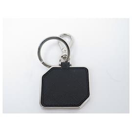 Prada-NEW PRADA BUON VIAGGIO KEYRING IN BLACK SAFFIANO LEATHER KEY HOLDER + BOX-Black