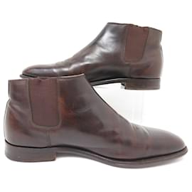 Hermès-HERMES SHOES JUSTIN H ANKLE BOOTS103 41 BROWN LEATHER LOW BOOTS SHOES-Brown