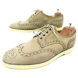 Hermès HERMES DOPO LE DERBY 42 SCARPE CON PUNTA A FIORE IN NABUK GRIGIO Grigio