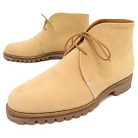 JM Weston-NINE JM WESTON ANKLE SHOES 706 CHUKKA 7.5E 41.5 wide 42 LEATHER BOOTS-Camel