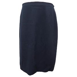 Chanel wool skirt size 44 L NAVY BLUE WOOL STRAIGHT SKIRT Navy blue