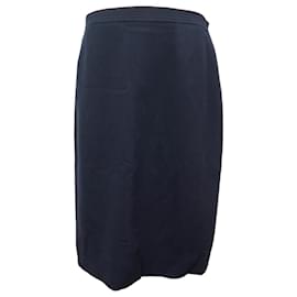 Chanel-Chanel wool skirt size 44 L NAVY BLUE WOOL STRAIGHT SKIRT-Navy blue
