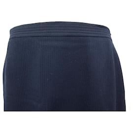 Chanel-Chanel wool skirt size 44 L NAVY BLUE WOOL STRAIGHT SKIRT-Navy blue