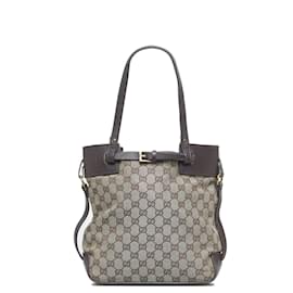 Gucci-Gucci GG Canvas Tote Bag Canvas Tote Bag 107757 in Good condition-Beige