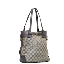 Gucci-Gucci GG Canvas Tote Bag Canvas Tote Bag 107757 in Good condition-Beige