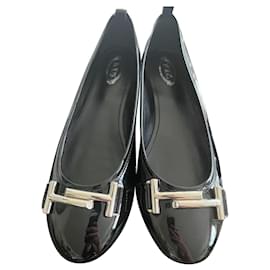 Tod's-New patent leather ballerinas-Black,Silver hardware