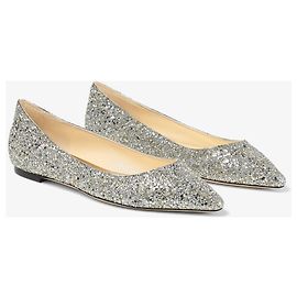 Bailarinas con punta en punta Romy con purpurina plateada de Jimmy Choo Plata