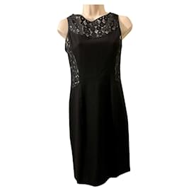 Moschino Cheap And Chic-Pequeno vestido preto com inserções de renda-Preto