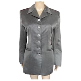 LOUIS VUITTON Chic black coat with mink buttons T40 Silk Cotton