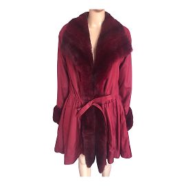 YVES SAINT LAURENT  Coats T.FR 40 Fur Dark red