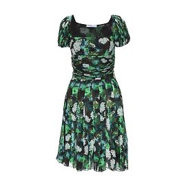 Robe mi-longue verte à fleurs Blumarine Vert