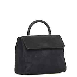 Prada-Suede Handle Bag-Black