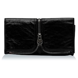 Alexander Mcqueen-Alexander Mcqueen Black Leather Clutch Bag-Black