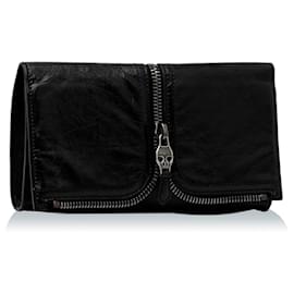 Alexander Mcqueen-Alexander Mcqueen Black Leather Clutch Bag-Black
