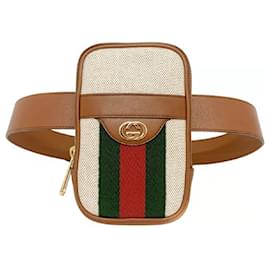 Gucci-Gucci bolsa de cintura marrom-Marrom,Bege,Verde