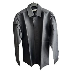 Yves Saint Laurent Elegantes Leinen/schwarzes Seidenhemd Schwarz