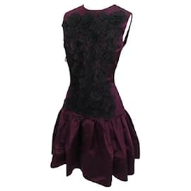 Christian Dior-Christian Dior Flower Embroidered One Piece Evening Dress-Purple