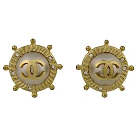 Chanel-*Chanel Cocomark Logo Earrings-Gold hardware