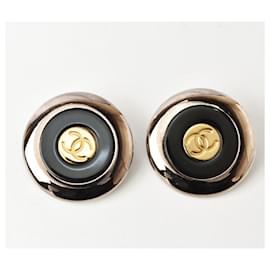 Chanel-* Orecchini Chanel Coco Mark Circle Gold Black Silver-Multicolore