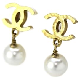 Chanel-*Pendientes de perlas Chanel Cocomark-Blanco,Gold hardware