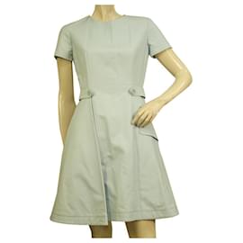 Christian Dior-Christian Dior light blue mini A-line cotton dress with buttons & button FR 36-Light blue