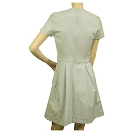 Christian Dior-Christian Dior light blue mini A-line cotton dress with buttons & button FR 36-Light blue