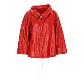 Gianfranco Ferré-Gianfranco Ferré Exotic Leather Jacket-Red