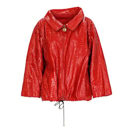 Gianfranco Ferré-Gianfranco Ferré Exotic Leather Jacket-Red
