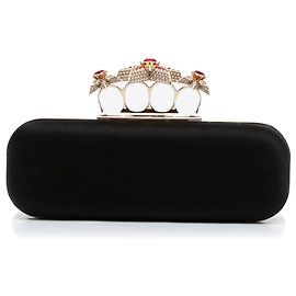 Alexander McQueen Black 4 Ring Knuckle Clutch Bag Black
