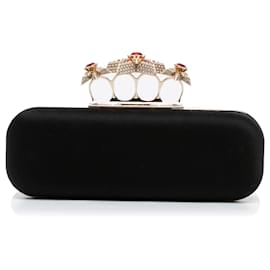 Alexander Mcqueen-Alexander McQueen Black 4 Ring Knuckle Clutch Bag-Black