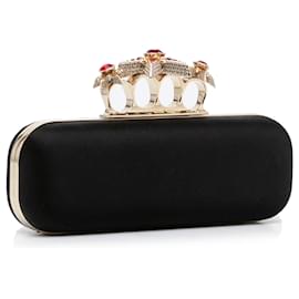 Alexander Mcqueen-Alexander McQueen Black 4 Ring Knuckle Clutch Bag-Black