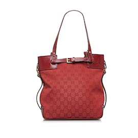 Gucci-La bolsa de asas de lona GG 107757-Roja