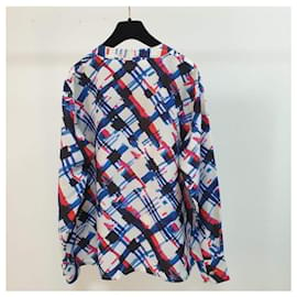 Chanel-Chanel Airlines Collection Blouse Plaid Print Silk Long Sleeve Top Blouse-Multiple colors