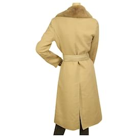 Fendi-Fendi 100% manteau ouvert & ceinturé en cachemire avec col en fourrure de vison soie & agneau 38-Beige