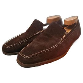 Mocasines Hermès de piel de cordero marrón oscuro 43 Marrón oscuro