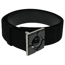 Chanel-CHANEL Belt Suede 39.4"" Black CC Auth bs5130-Black