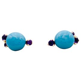Pomellato Ohrringe, "Capri", Rotgold, Keramik, Amethyste. Andere